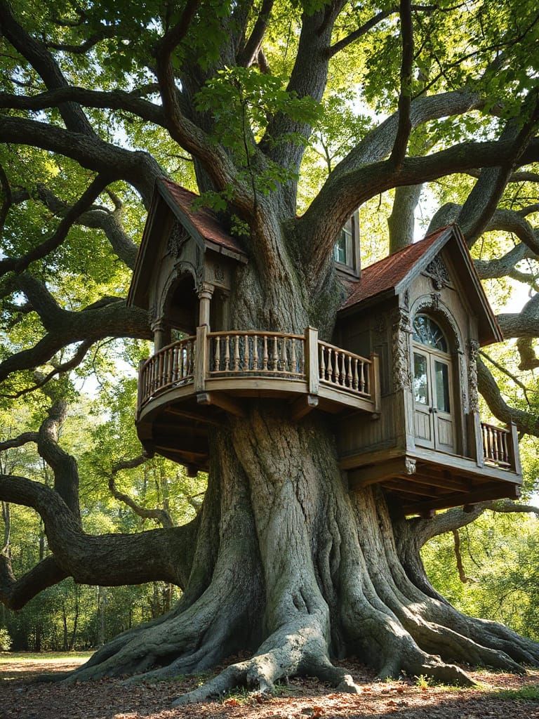 Elegant Treehouse in a Majestic Oak Tree