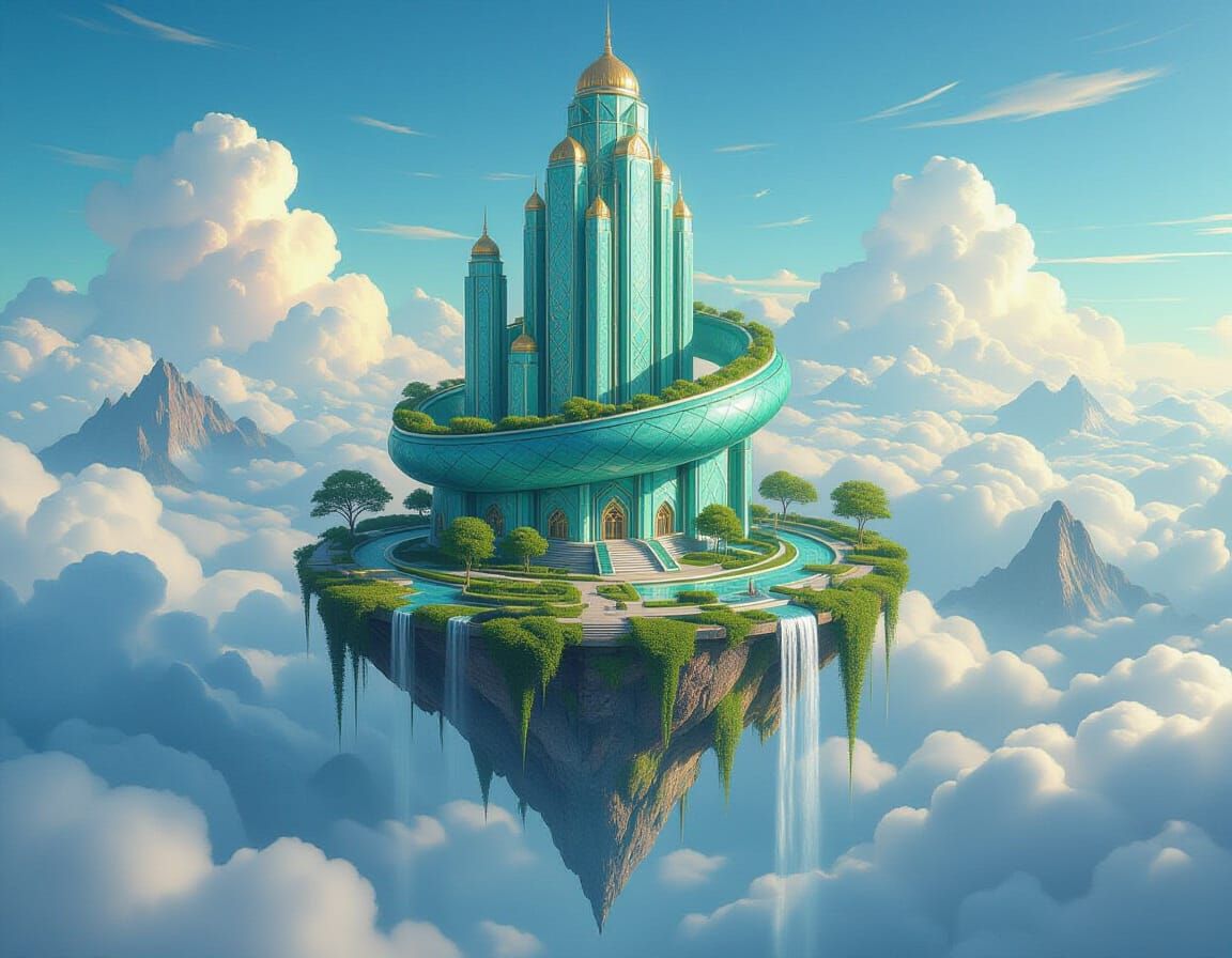 Majestic Sky Palace: Science-Fantasy Architectural Masterpie...