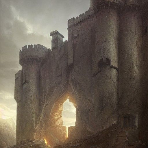 Monolithic castle 8k resolution concept art hyperdetailed Octane Render by Greg Rutkowski