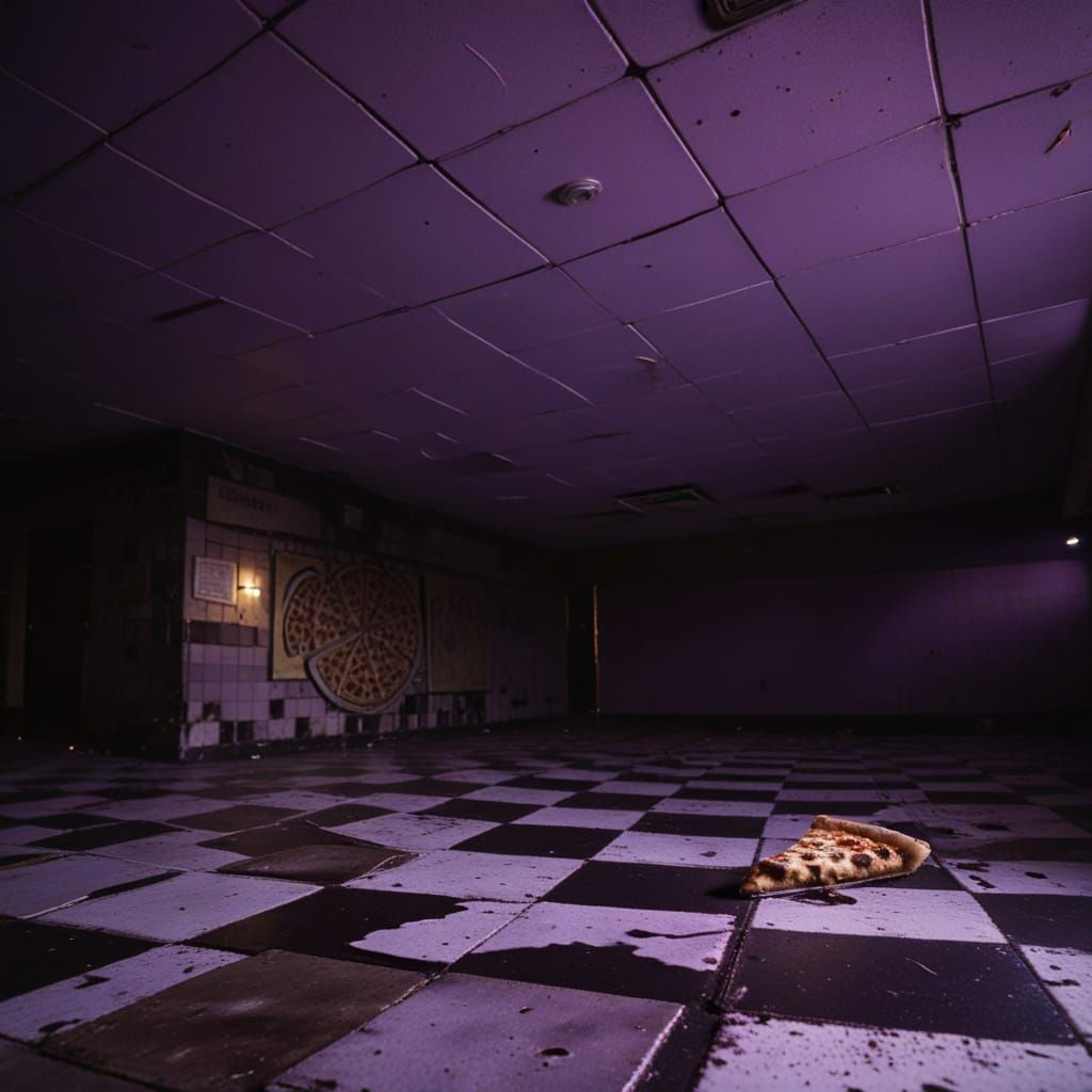 Film Noir Pizza Scene in Abandoned Pizzeria