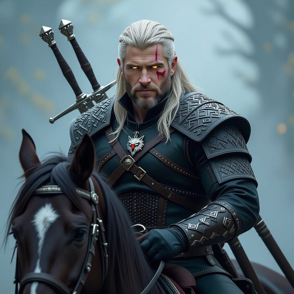 Geralt of Rivia as Dark Fantasy Art