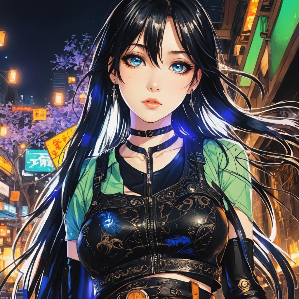 Anime Goth Girl Portrait in Mystical Environment