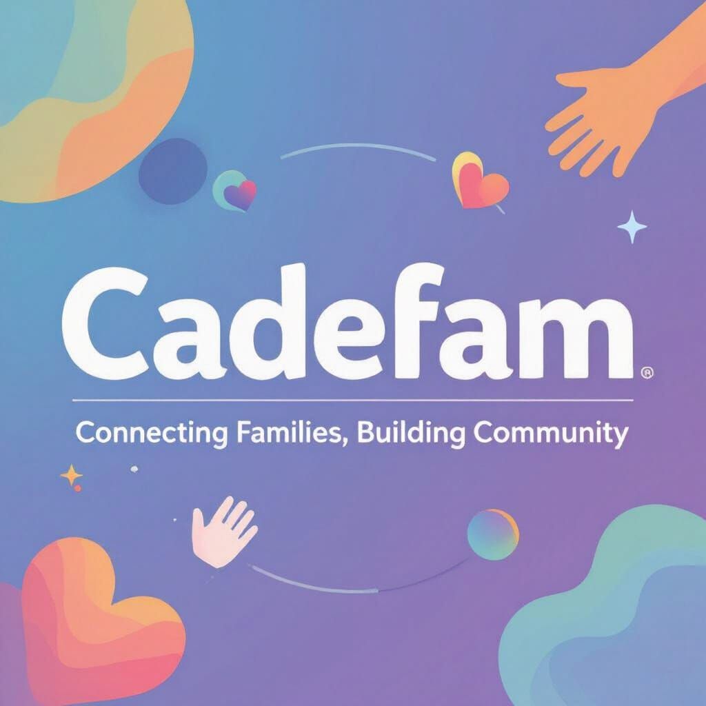 Facebook Ad Background with "CADEFAM" and Community Shapes