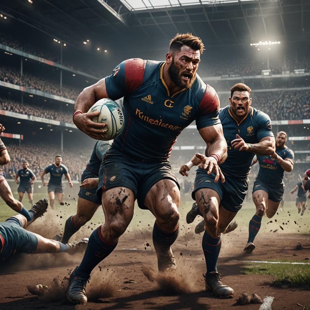 Detailed Matte Painting of a Rugby Player