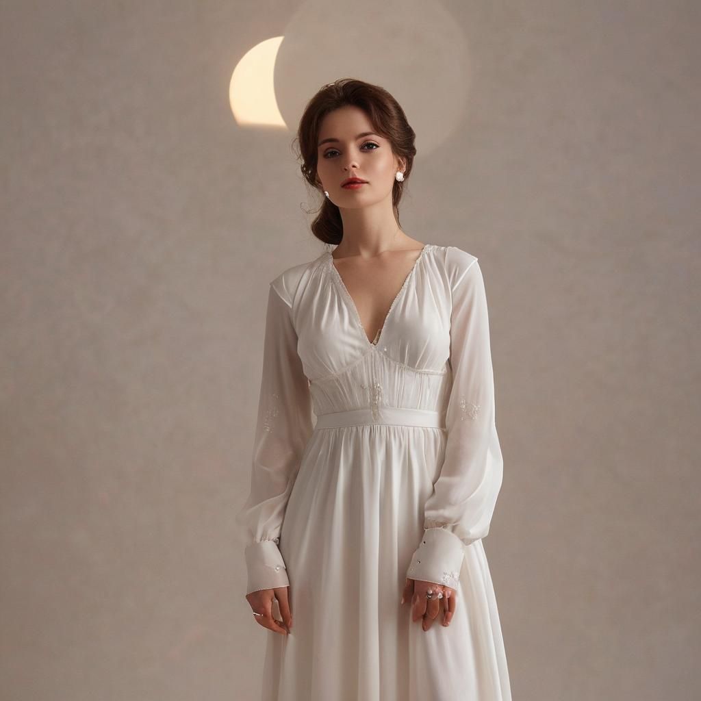 Glamorous 1960s Woman Under Moonlight: Retrowave Photography