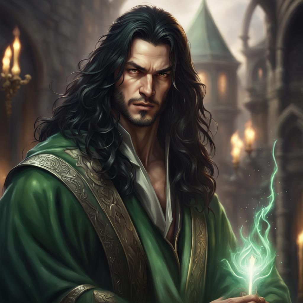 Cheliax Wizard in Cityscape: Detailed Fantasy Art