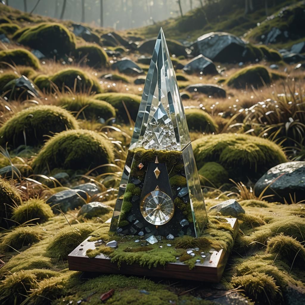 Crystal Metronome Sculpture in Tundra Landscape