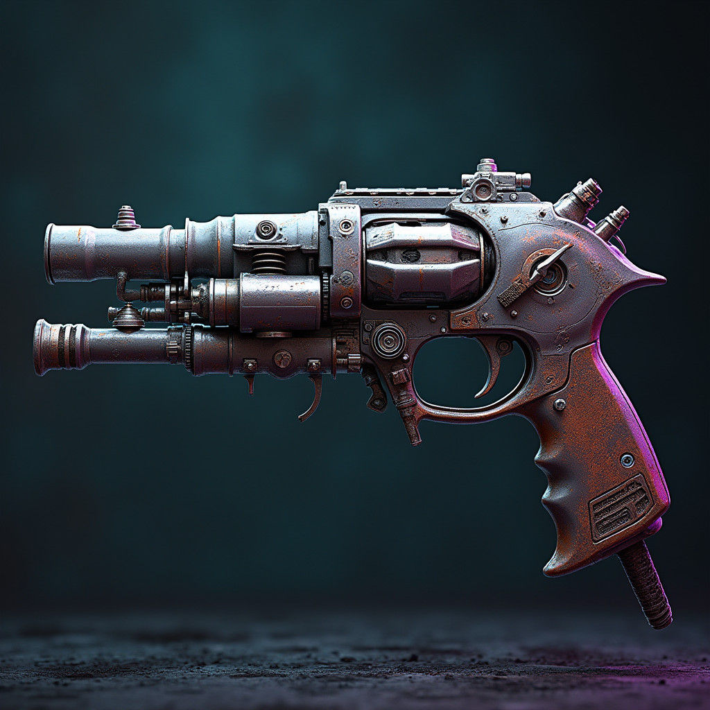 Futuristic Mechanized Gun with Miniature Cannons