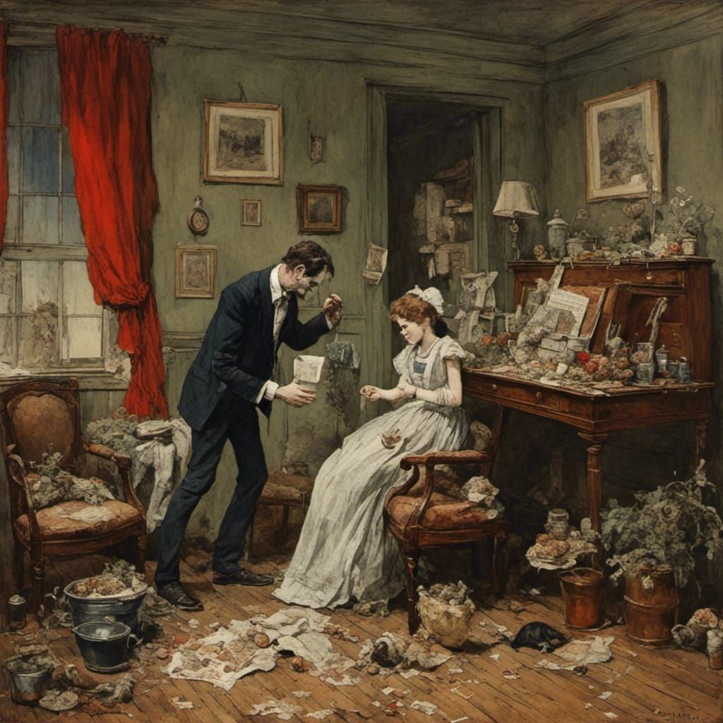 Eerie Domestic Scene with Horror Aesthetic