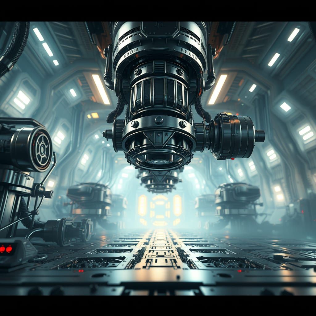 Sci-Fi Machinery in Futuristic Cinematic Background