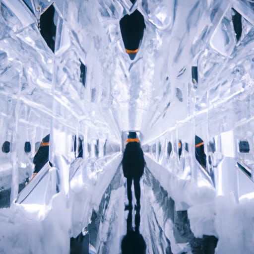 Infinite Reflections: Ghost in an Ice Cave Mirror Room