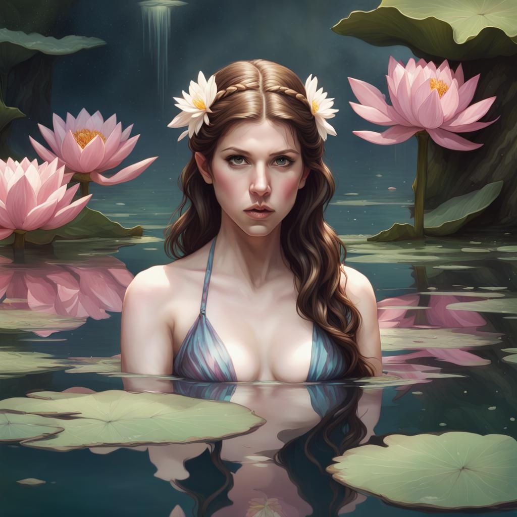 Nymph in Lily Pond: Digital Art Portrait