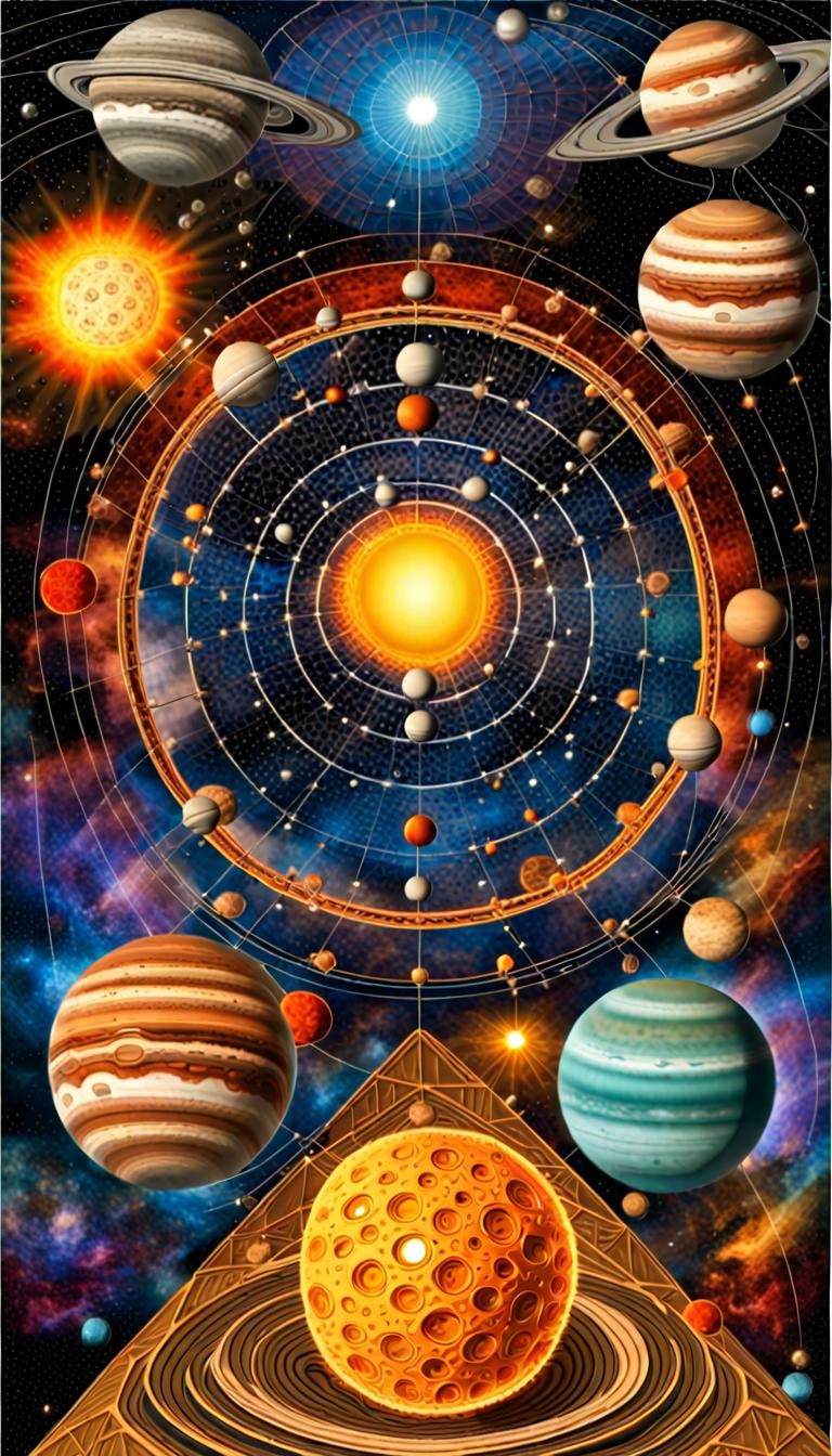 Vibrant Solar System with Fractal Spiritual Force