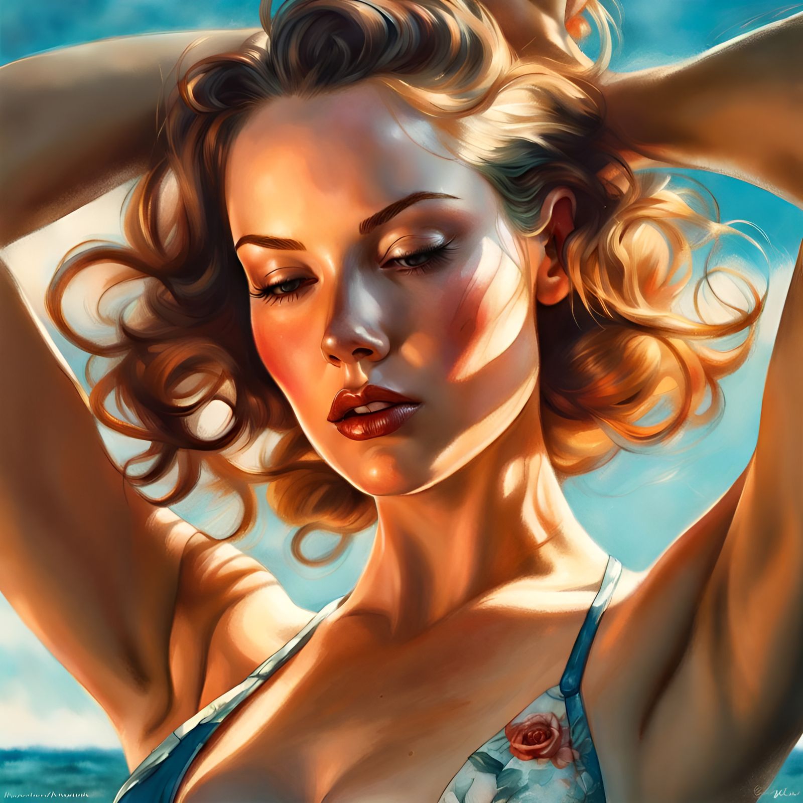Glamorous Bikini Portrait in Pin-Up Style