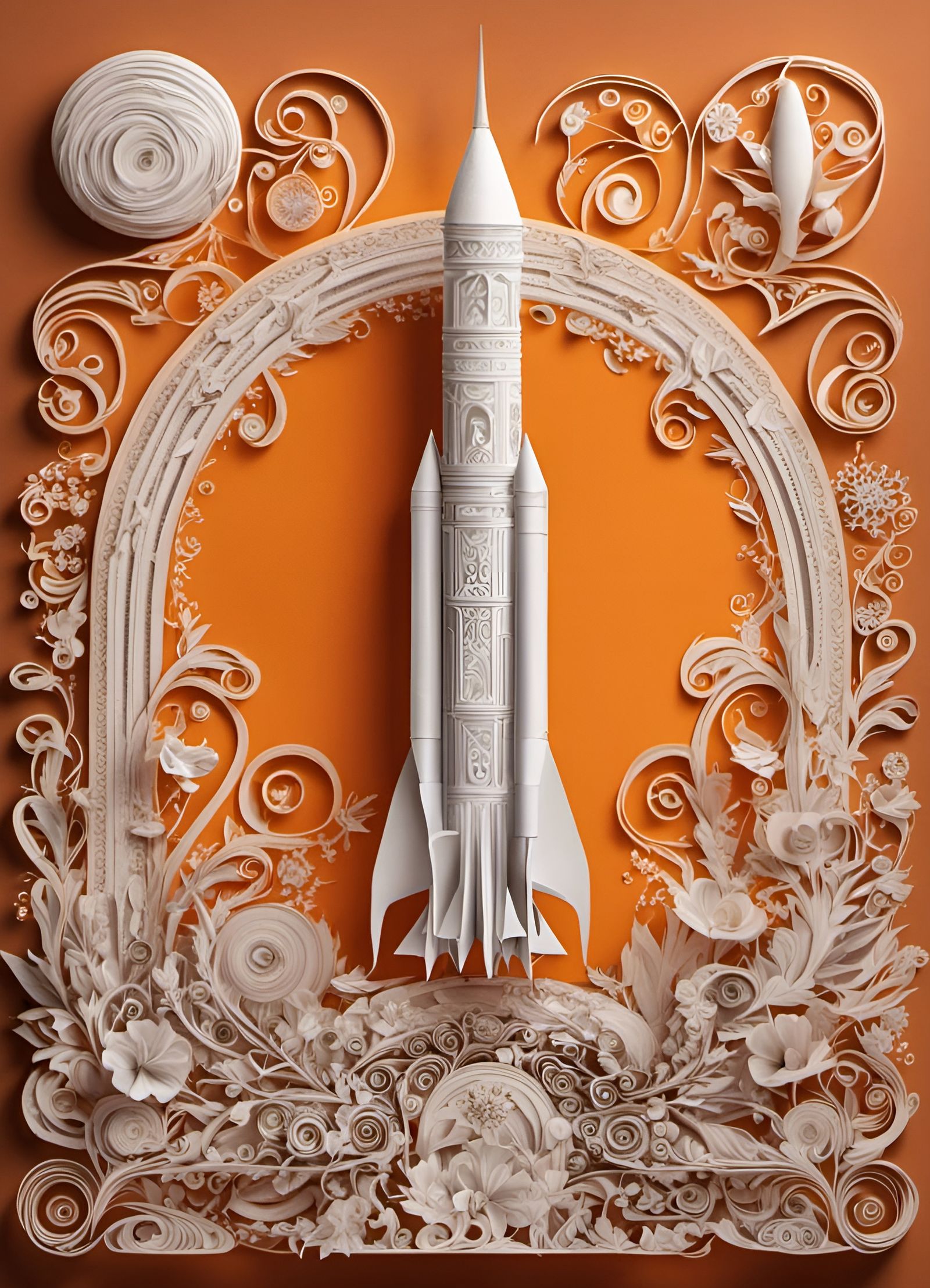 Paper Rocket Launch in Pop Surrealist Style