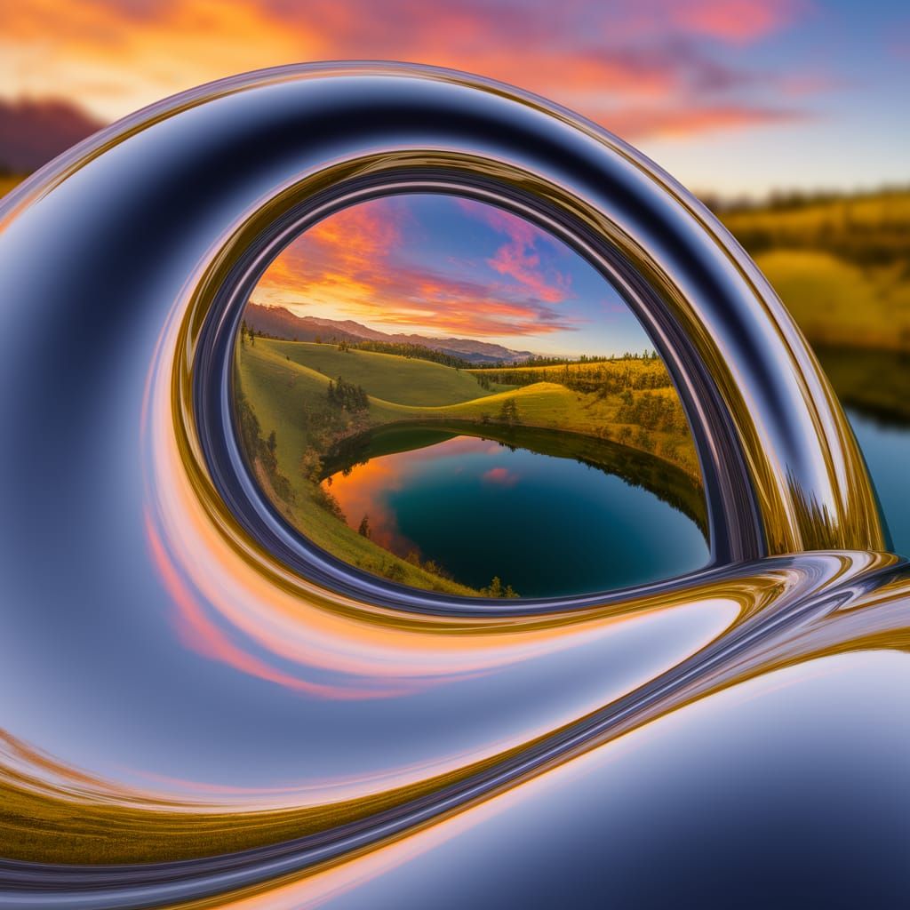 Surreal Landscape Mirrored in Chrome
