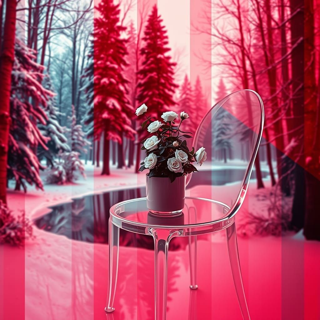 Surreal Forest: Double Exposure in Cubist Style