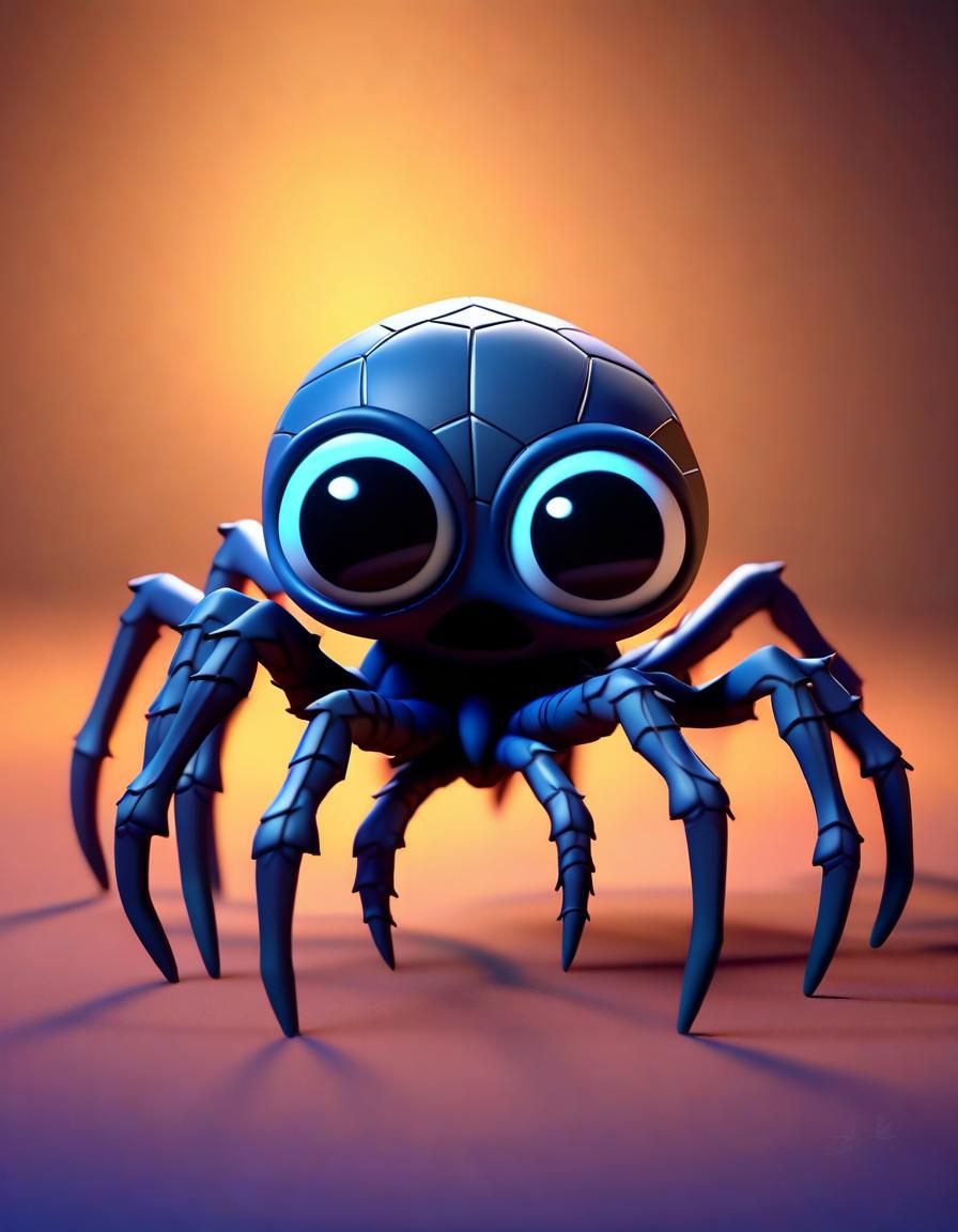 Cute Chibi Aragog in Pixar Style