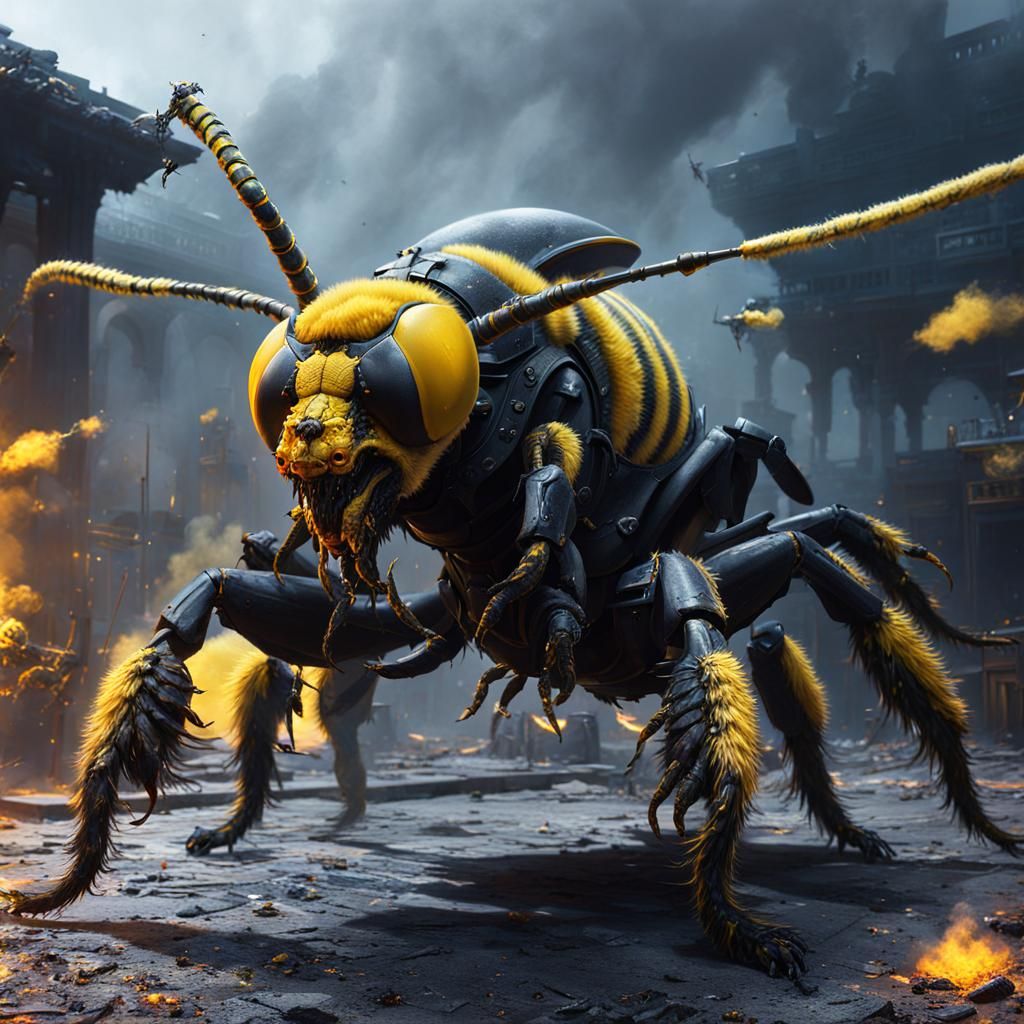 Bee-Headed Demon with Scorpion Tail in Hyperrealism