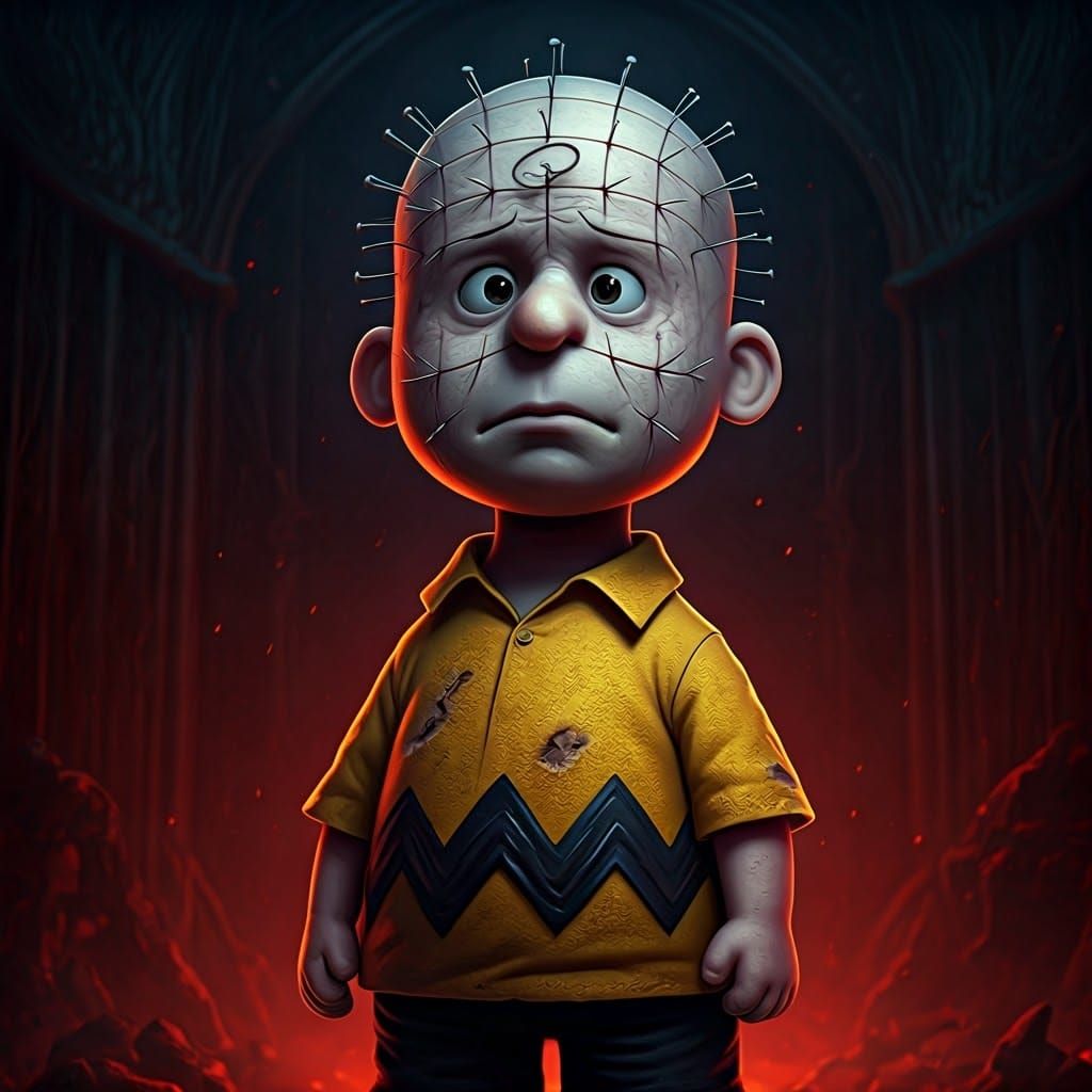 Sinister Charlie Brown as Hellraiser's Pinhead