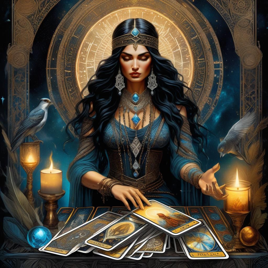 Mystical Gypsy Reads Intricate Tarot Cards