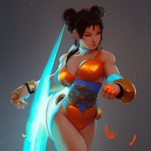 Chun Li Concept Art in Dynamic Lighting