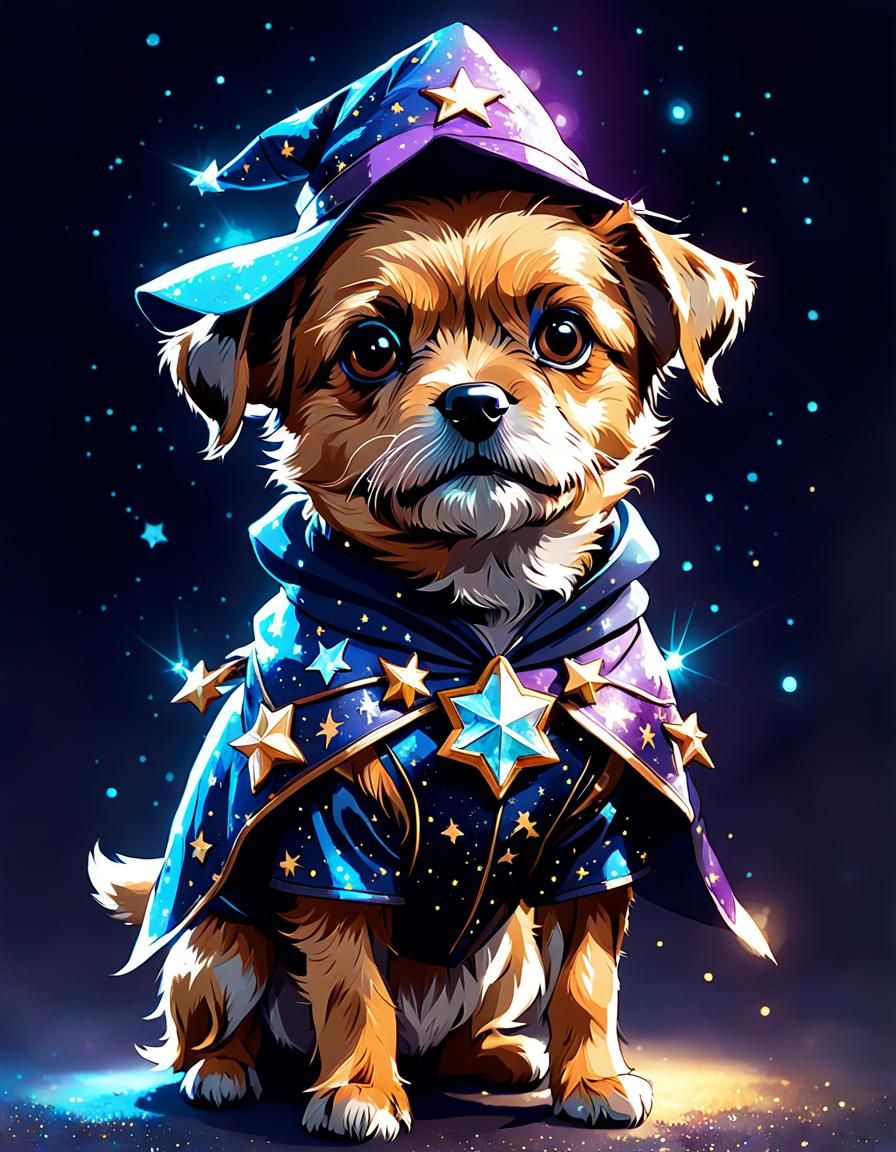 Affen Border Terrier Starlight Witch Costume