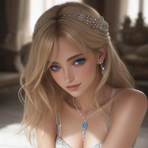 Sensual Blonde Woman in White Bikini by the Water