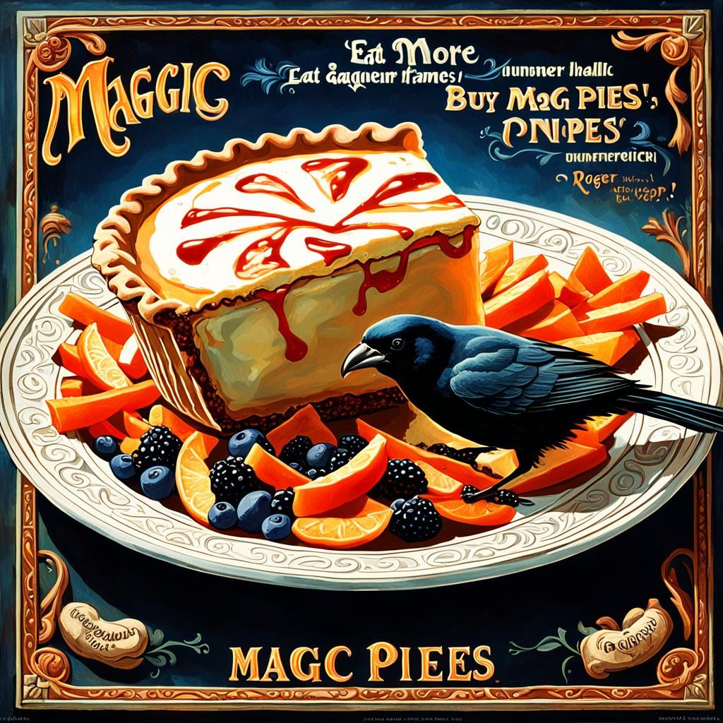 Magic Pies Advertisement in Neo-Cubism Style