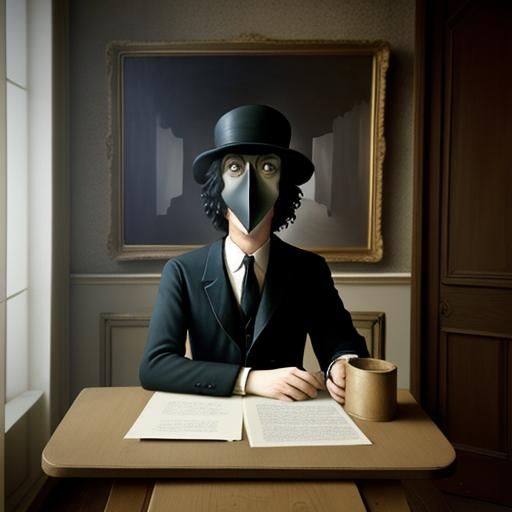 Surrealist Bird and Grooming Scene in Splash Art Style