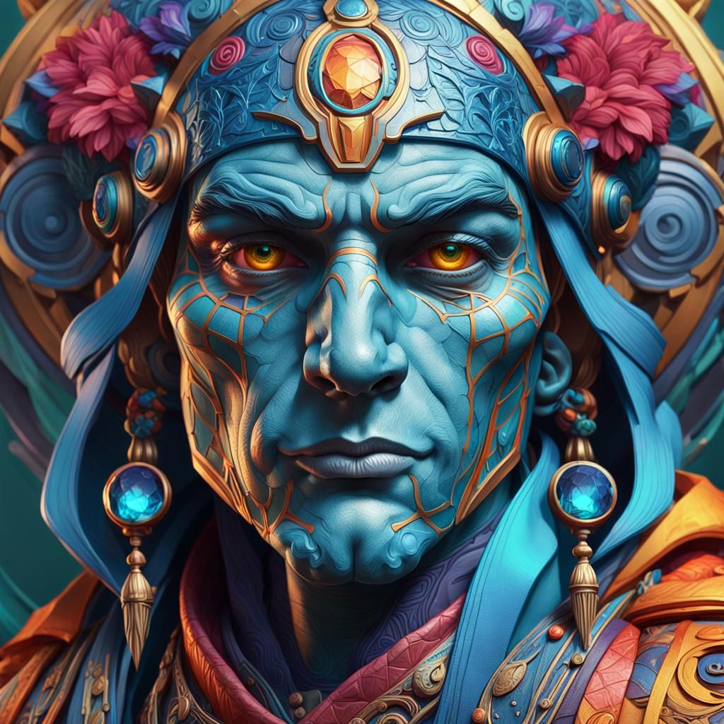 Vibrant Portrait in Dynamic Triadic Colors