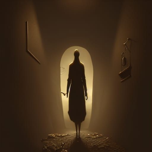 Surreal Shadow Figure in Sepia, Dark Fantasy Art