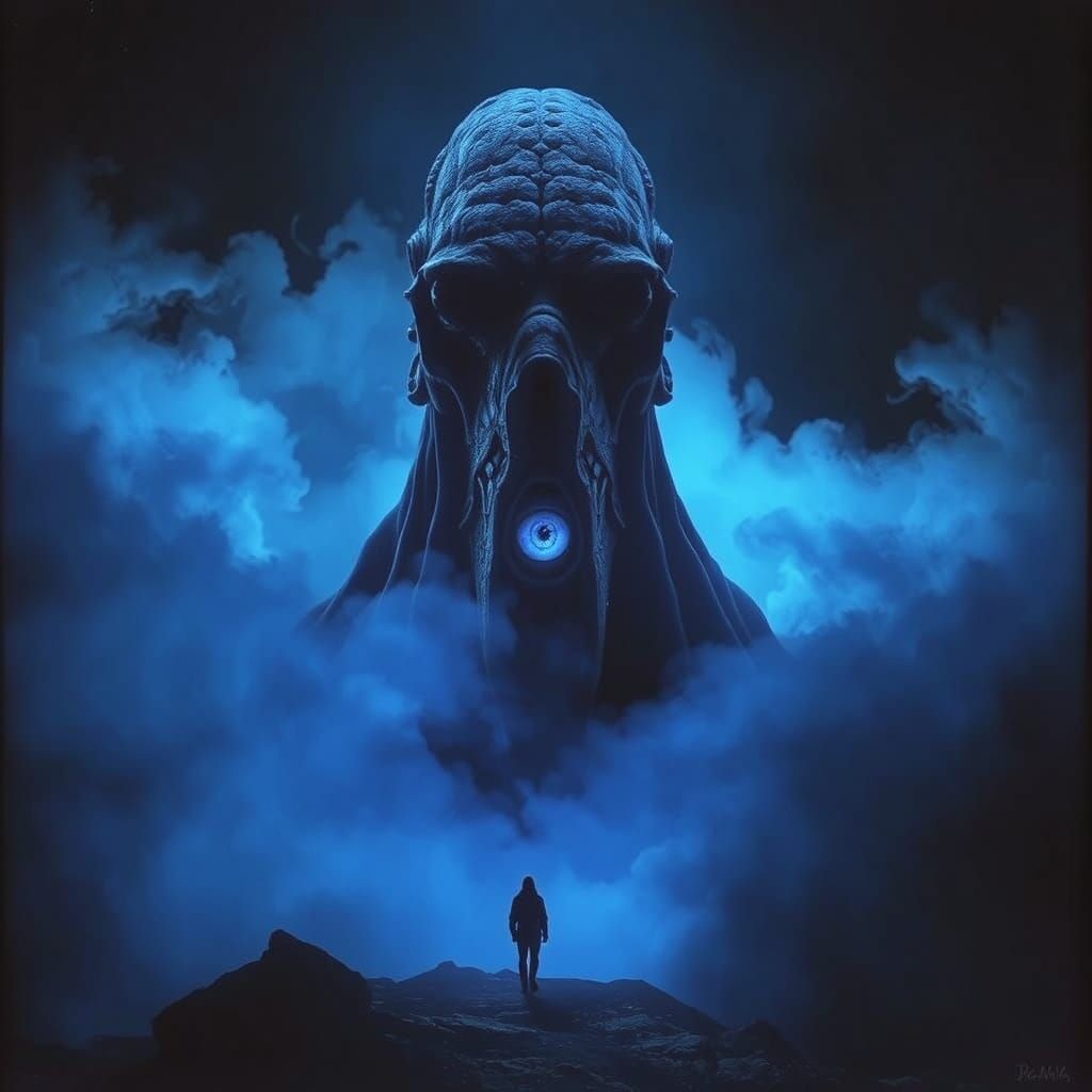 Cyclops with Blue Smoke, in Biomechanical Style