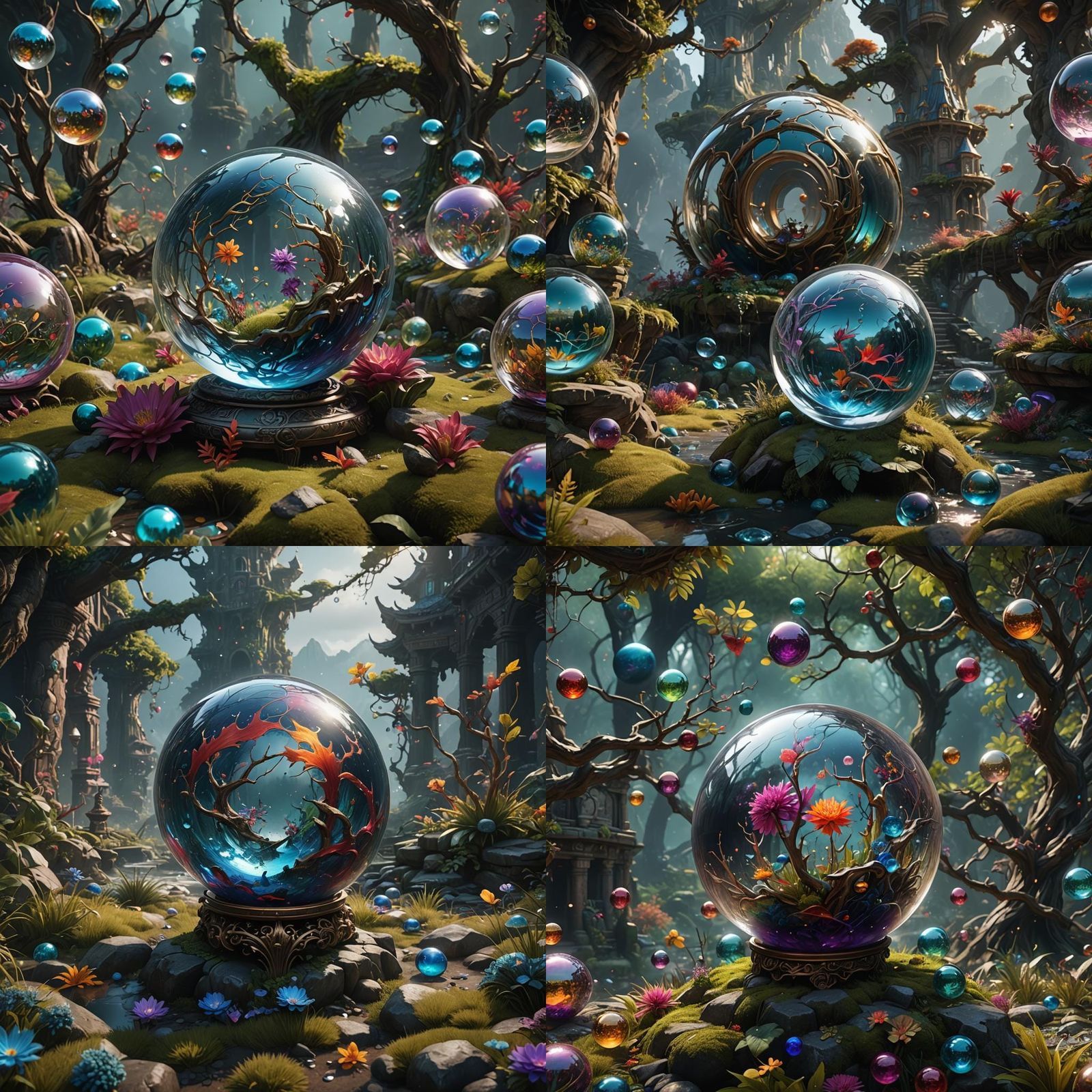 Fantastical Glass Ball Art in Detailed Matte Painting