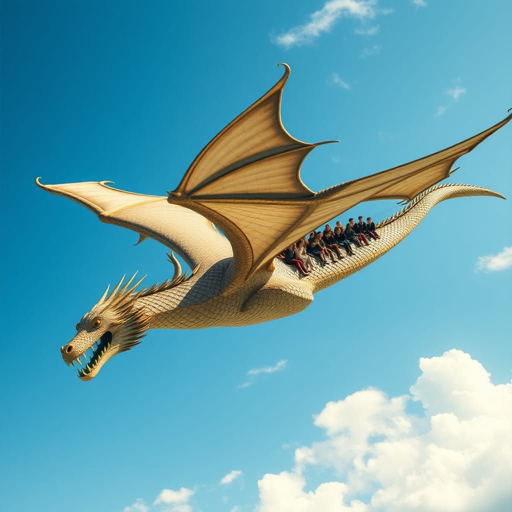 Giant Dragon Air Transport in Azure Skies