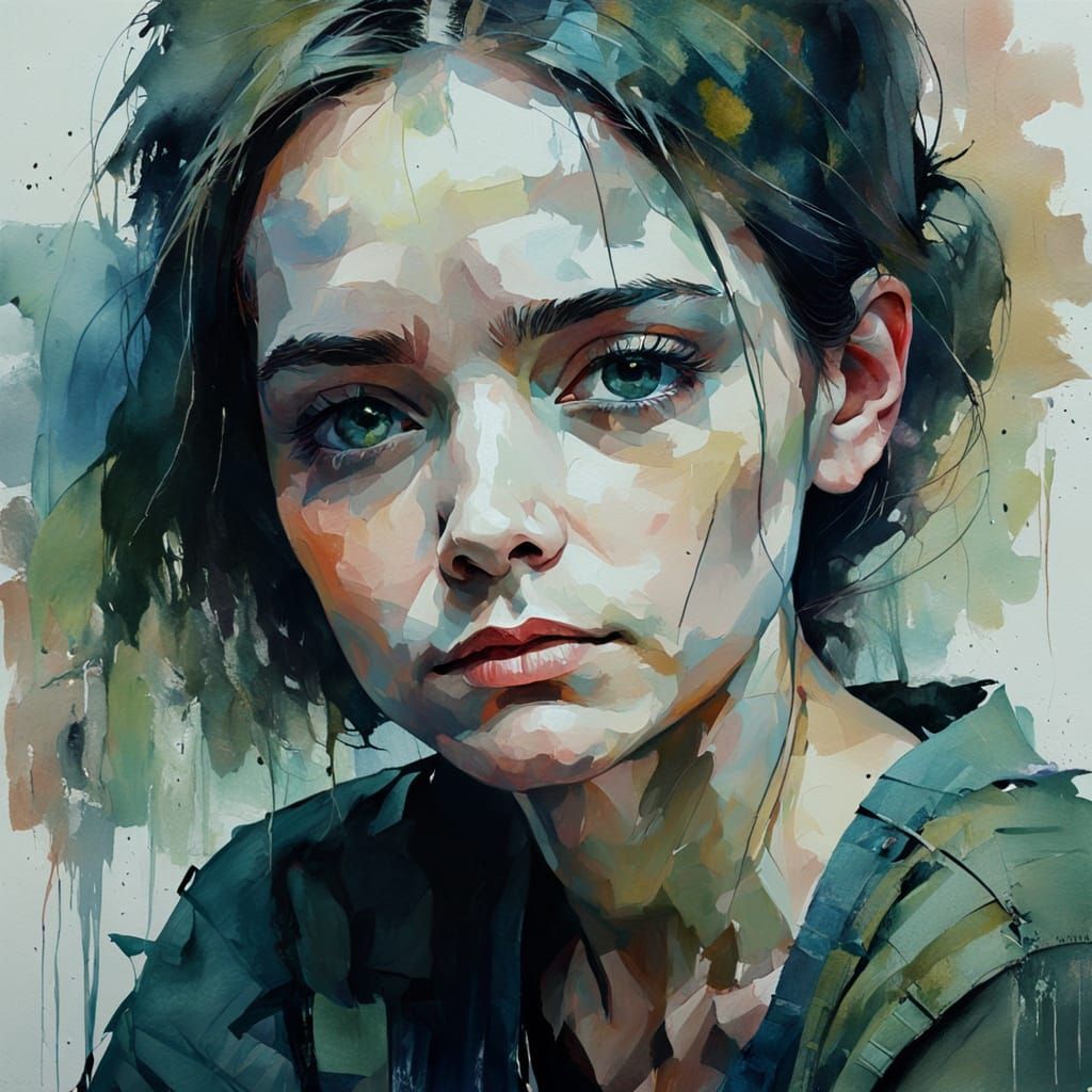 Melancholic Portrait in Paul Lovering Style