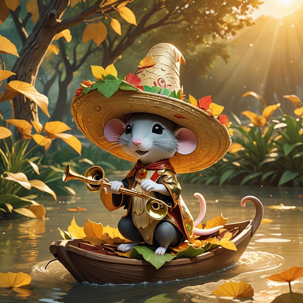 Mouse in Sombrero Plays Trumpet, Anime 3D Art
