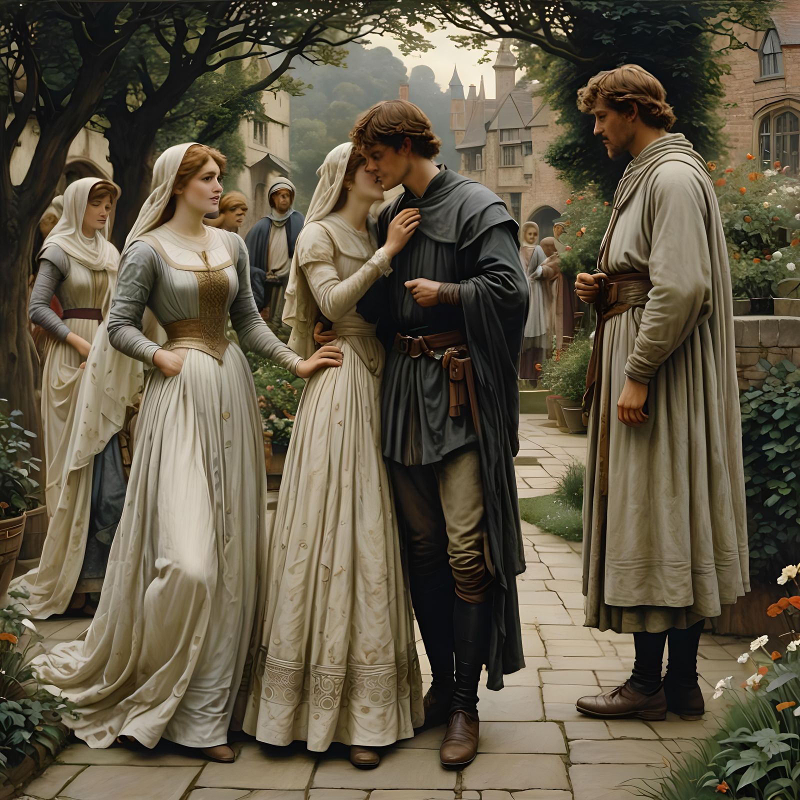 Detailed Historical Scene in Classic Illustration Style