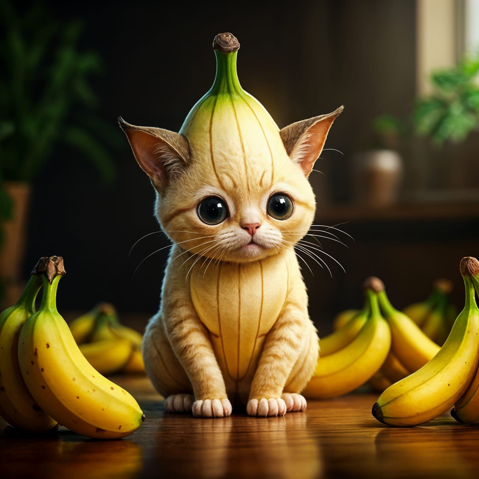 Whimsical Banana Cat in a Magical Setting