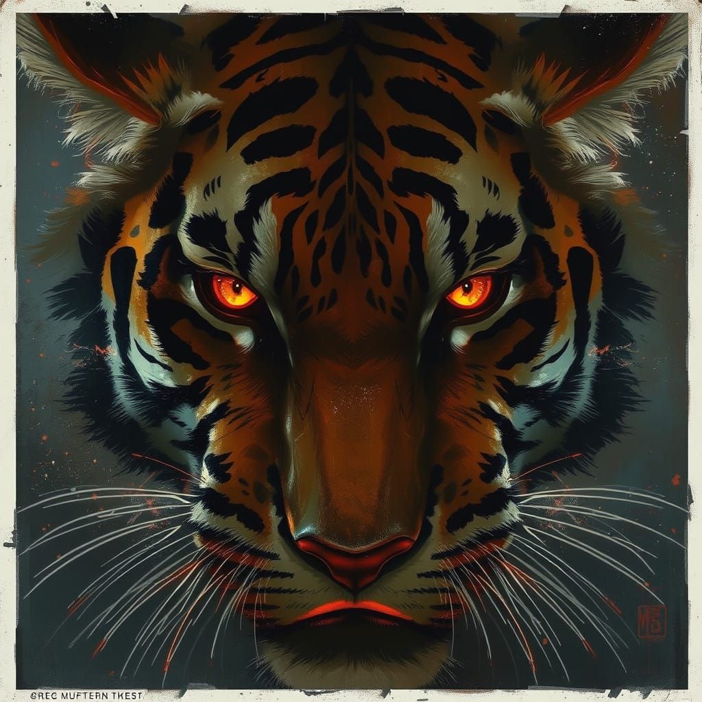 Eyes of the Tiger in a Dark Cosmic Aesthetic