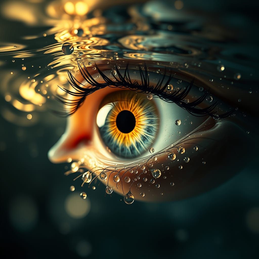 Ethereal Water Sprite Eye in Hyper-Surrealistic Digital Art