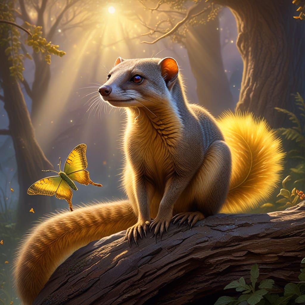 Ringtail Mongoose and Comet Moth Hybrid Portrait