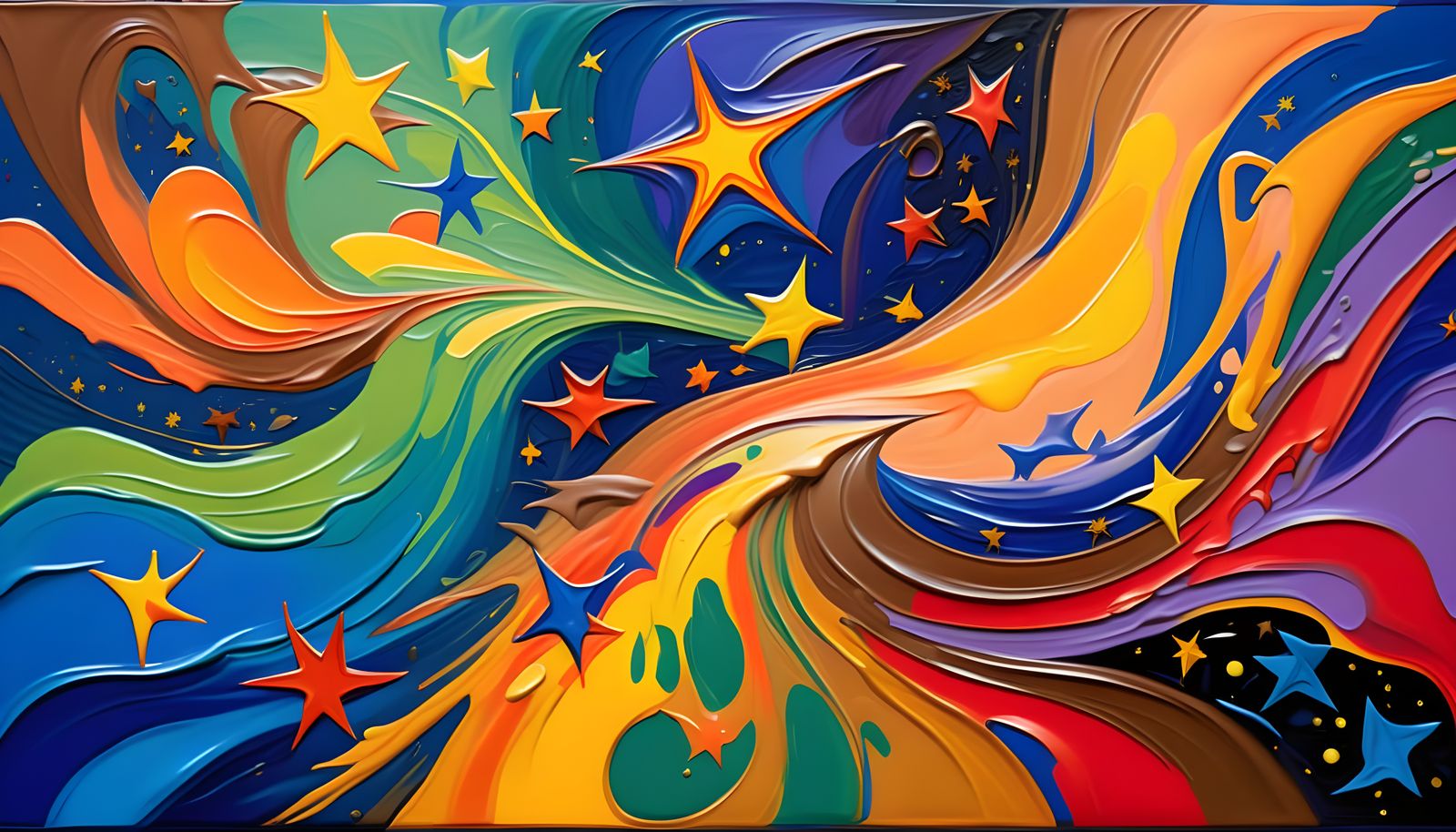 Cosmic Maelstroms in Vibrant Impasto Oil