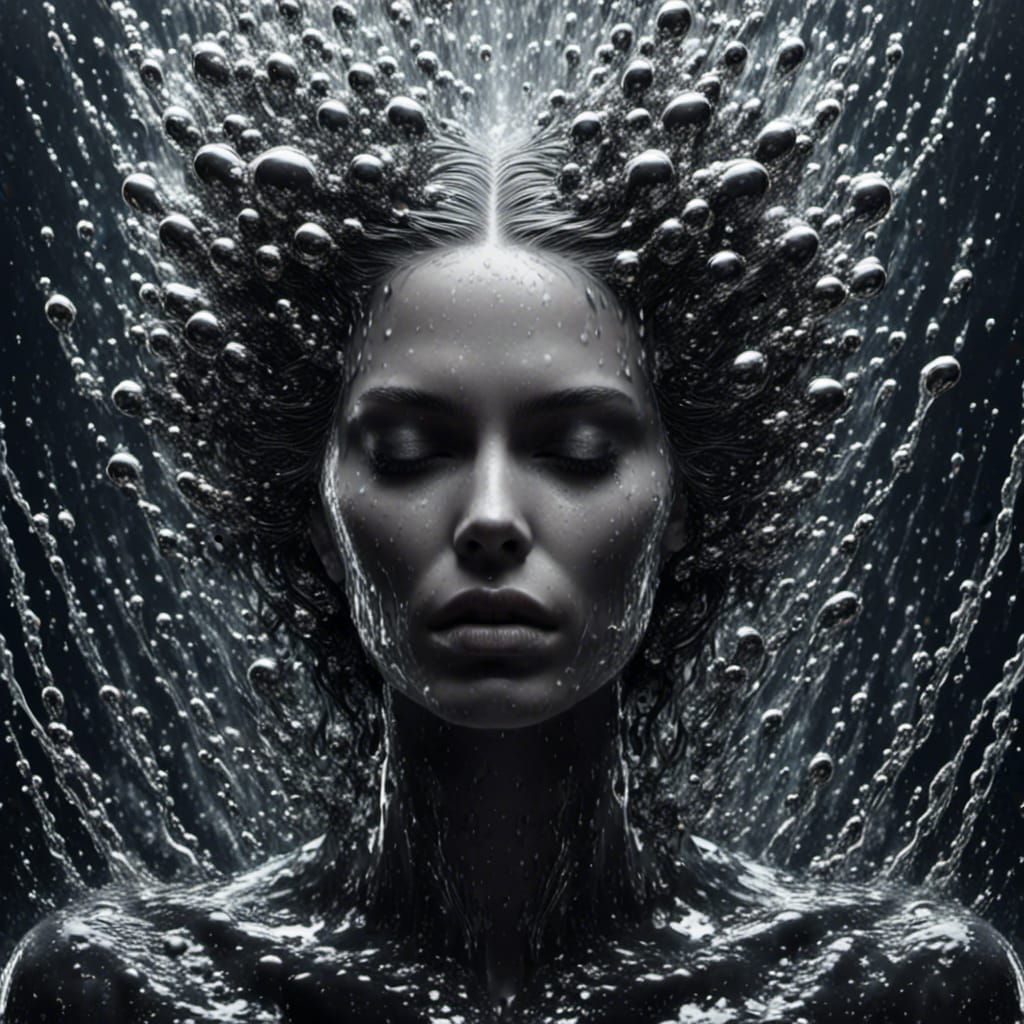 Liquid Mercury Skull with Viking Braids in Chrome