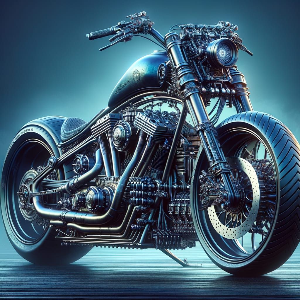 V-8 Motorcycle with Chopped Forks: Matte Painting