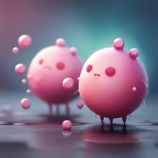 Cute Little Monsters in Soft Pink Light