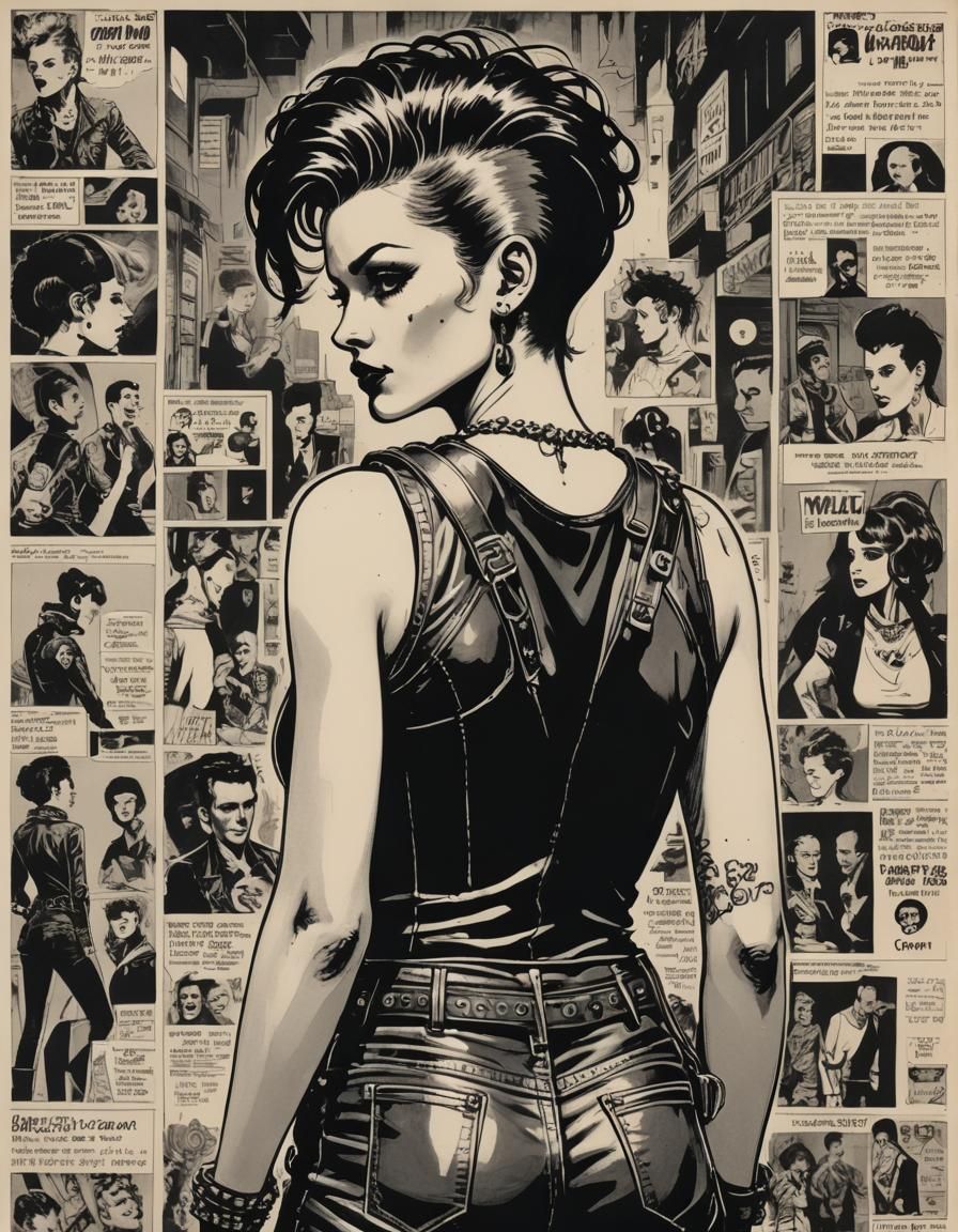 Punk Woman in Comic Book Style