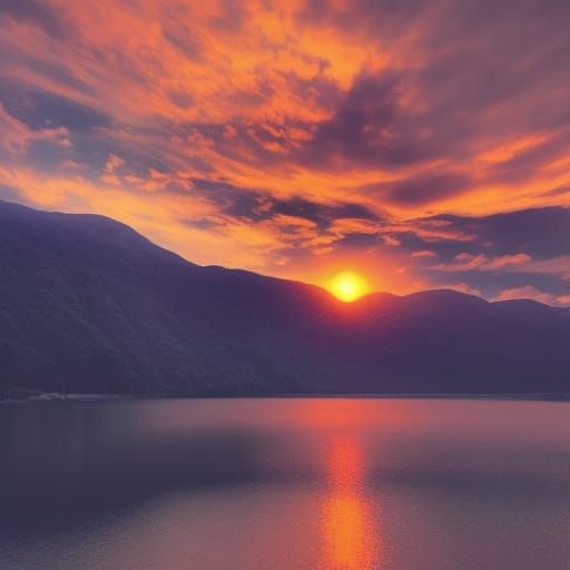 Epic Sunset Over Mountain Lake