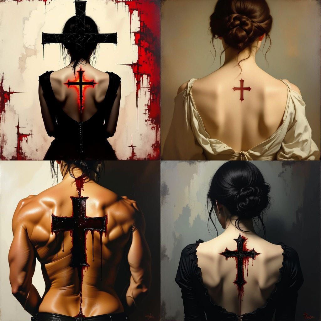 Bloody Square Cross Branded on Woman's Bare Back