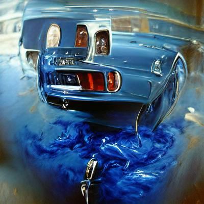 1968 Acapulco Blue Mustang Oil Painting